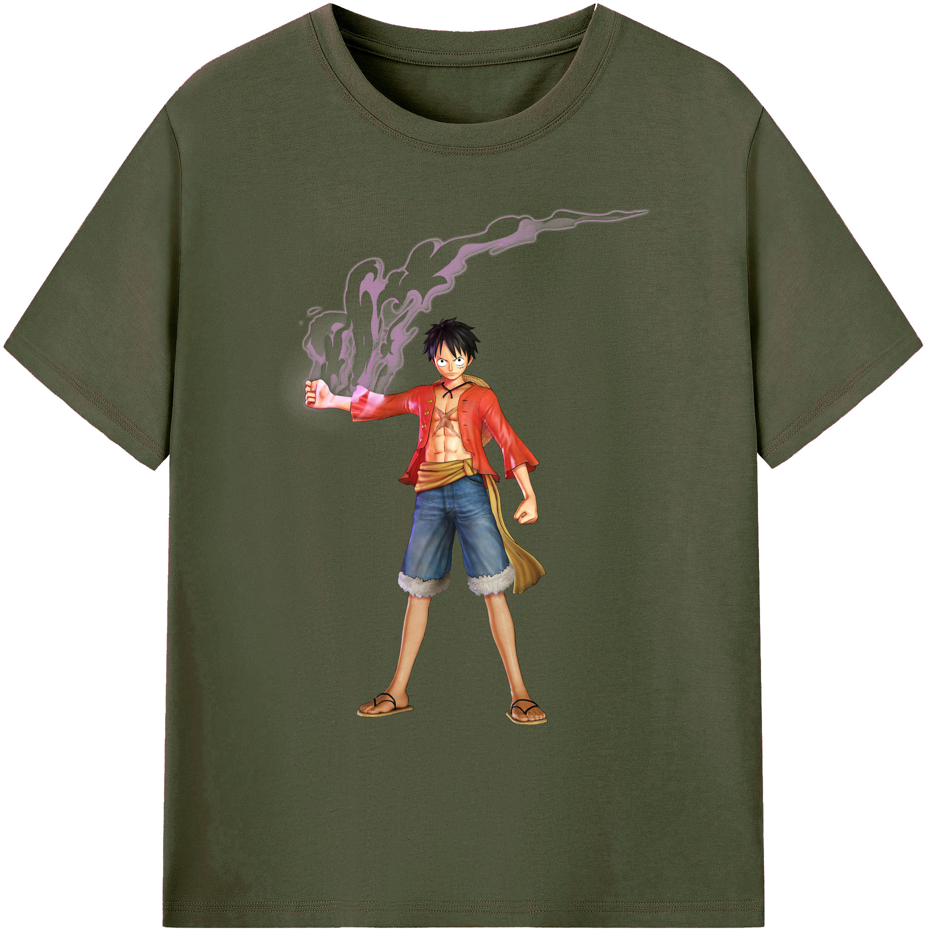ワンピース モンキー・D・ルフィ ONE PIECE Monkey D. Luffy 綿100％ メンズ半袖Tシャツ｜肌触りやわらか＆通気性